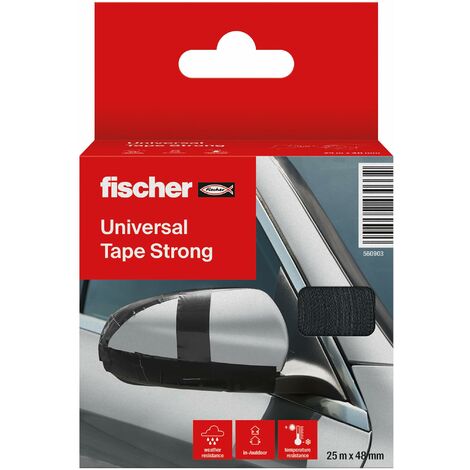 Fischer Nastro Universale Strong, Nastro Adesivo Telato Americano Forte, Multiuso Resistente alle Intemperie per Riparazioni, Fissaggio, Sigillatura, 25 m x 48 mm, Nero, 560903