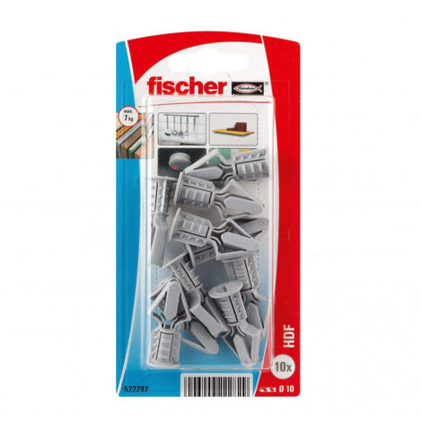 Fischer – Pack de 10 chevilles nylon 35mm pour plaques de plâtre – Charge maximale 20kg – Fixation solide pour murs intérieurs