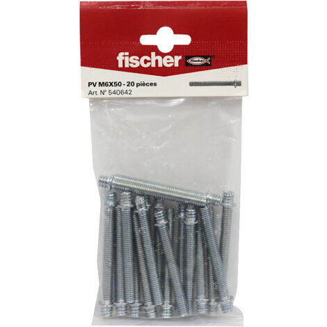 Fischer – Pack de 20 pattes à vis métalliques 7x150 mm – Fixation canalisations – Compatible chevilles MOLLY – Installation solide et durable