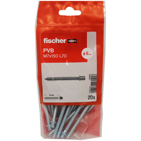 Fischer – Lot de 20 pattes à vis bois 7x150 mm – Acier électrozingué – Fixation collier ATLAS® – Pour vissage direct dans le bois