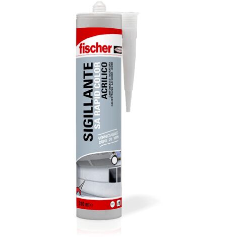 Fischer SA RAPID COLOR Sigillante Acrilico Asciugatura Rapida, Finitura Liscia, Acrilico, Verniciabile, Per Giunti, Cartongesso, Cemento, Legno, Inodore, Senza Solventi, Uso Interno, 552336, Bianco