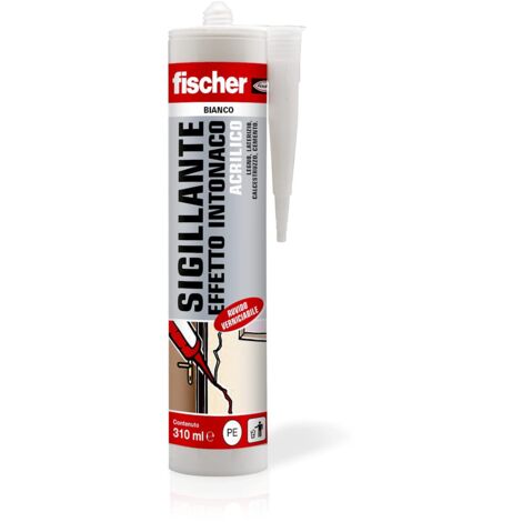 Fischer SAR 310 Sigillante Effetto Intonaco Bianco, Acrilico, Finitura Ruvida, Verniciabile, per Facciate, Giunti, Fessure, Inodore, Uso Interno, Senza Solventi, 9388