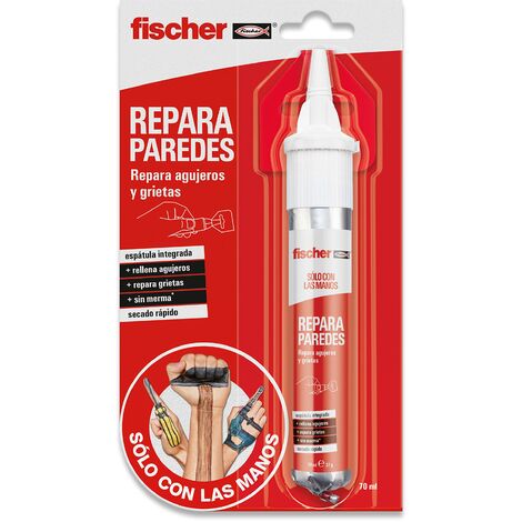 Fischer - SCLM - Stucco per parete bianco Ripara Pareti, per coprire fori e ammaccature, con spatola inclusa per una facile applicazione, 70 ml