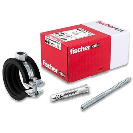 fischer Set di fascette stringitubo FGRS 25 – 30 gvz, set di 30 pezzi: 10 morsetti per tubi articolati FGRS 25 – 30,10 pezzi vite stecca ST8 x 80,10 pezzi tasselli universali UX10 x 60, art. 547058,