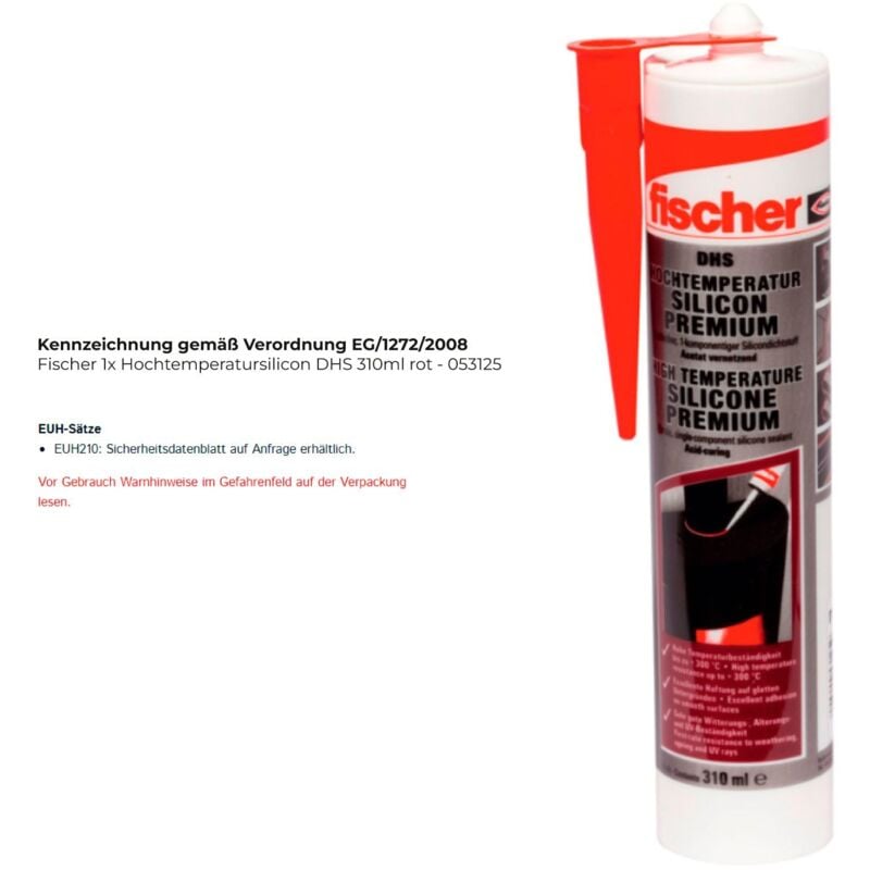 1x Hochtemperatursilicon dhs 310ml rot - 053125 - Fischer