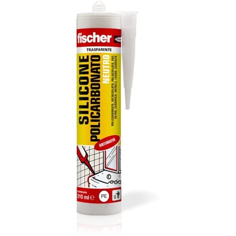 Fischer Silicone Sigillante per Policarbonato SNP 310 Trasparente, Neutro, Antimuffa, Multiuso per Superfici Plastiche, Calcestruzzo, Vetro, Senza Solventi, Inodore, Uso Esterno/Interno, 9384