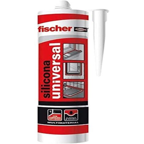 fischer - Silicone universale nero per sigillare superfici non porose e con contaco con acqua, Aderenza in molteplici materiali, 280 ml