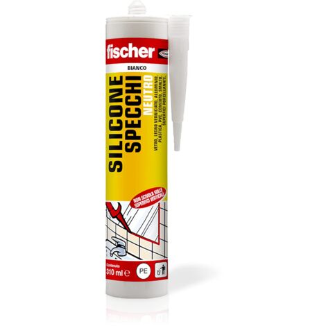 Fischer SNF Silicone Sigillante Specchi Bianco, Neutro per Sigillare, Incollare e Applicare Specchi e Pietra Naturale, 522519