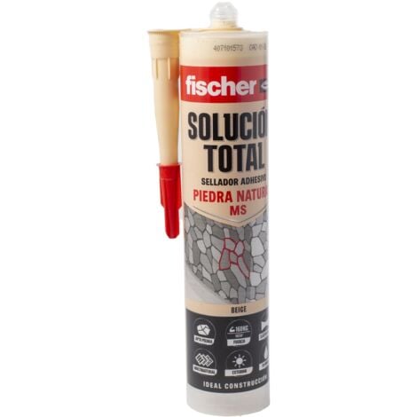 fischer - Soluzione Total Stone Natural - Speciale sigillante adesivo per pietra naturale o artificiale - Caratteristiche avanzate sul silicone marrone - Serve come sigillante per guarnizioni - Beige