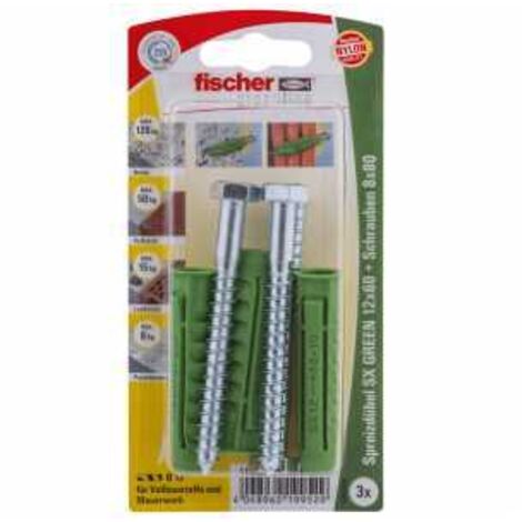 Fischer Spreizdübel SX green 12.0 x 60 mm - 3 Stück Dübel