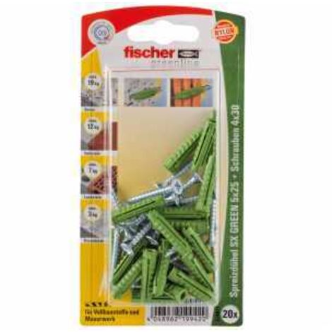 Fischer Spreizdübel SX green 5.0 x 25 mm - 20 Stück Dübel