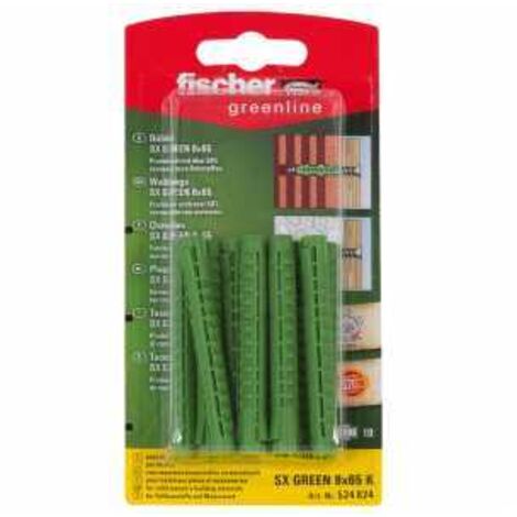 fischer Spreizdübel SX GREEN 8x65 K, Dübel, grün, 10 Stück