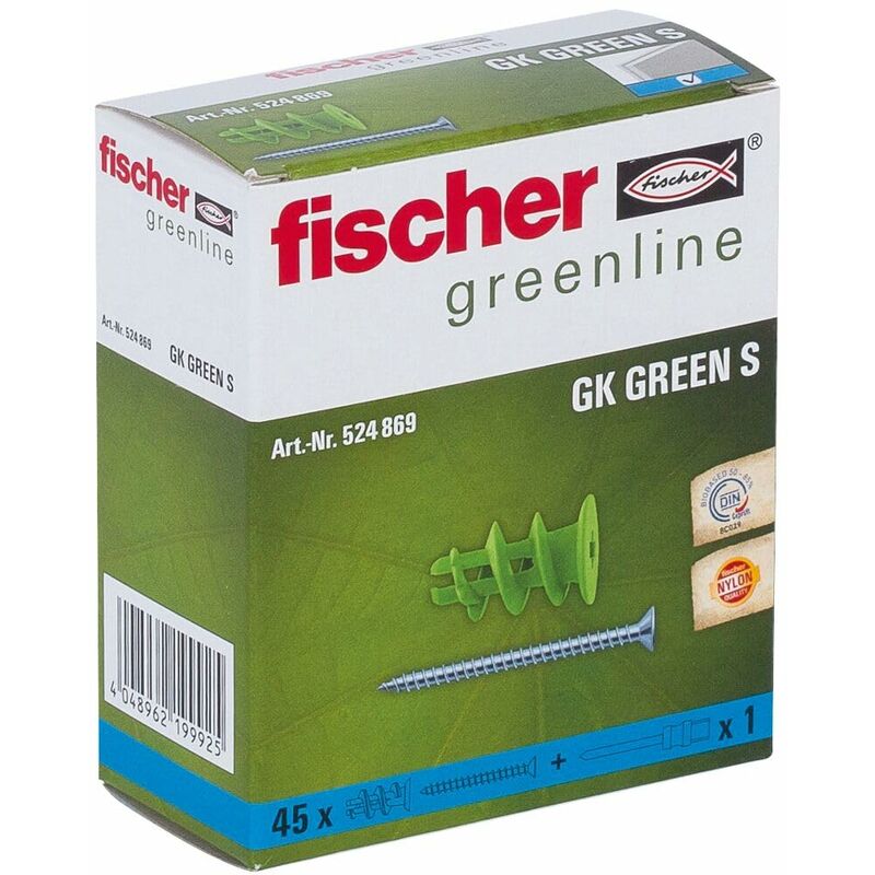 Tasselli per cartongesso, gk green s, 45 pezzi