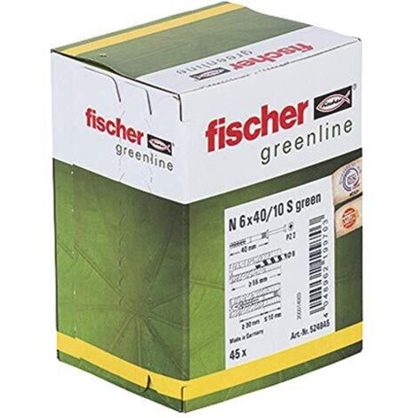 Fischer tasselli per chiodi N Green 6 x 40/10 S, 45 pezzi, 524845