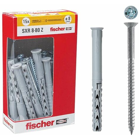 Fischer 50 Tasselli Duopower con Vite, 8 x 40 mm, per Muro pieno, Mattone  Forato, Cartongesso, 537647