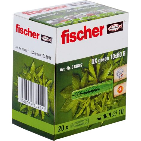 Fischer - UX GREEN 10X60 Ancrage tout matériau avec anneau d'ancrage, fabriqué à partir de matières premières renouvelables / 20 pièces