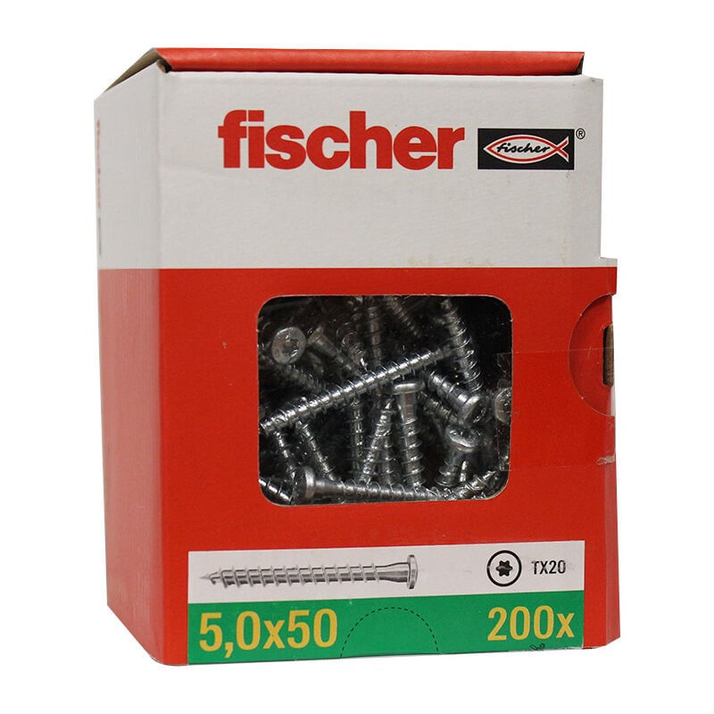 200 vis vba Power-Fast pour connecteur métallique TX20 Ø5 x 50 mm filetage total Fischer