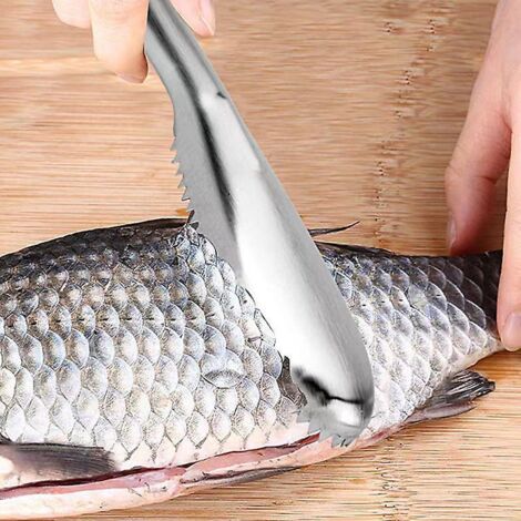 Fischschuppenbürste, 2-teiliges Set: Fischschuppenschaber und Fischschuppenpinzette aus Edelstahl 304 zum Entfernen von Fischschuppen