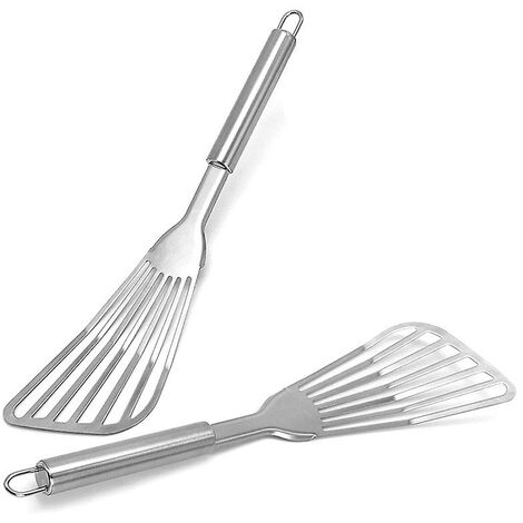 Fischspatel, Edelstahl-Fischwender 12,5-Zoll-Küchenkeksspatel mit gebürstetem Edelstahl H
