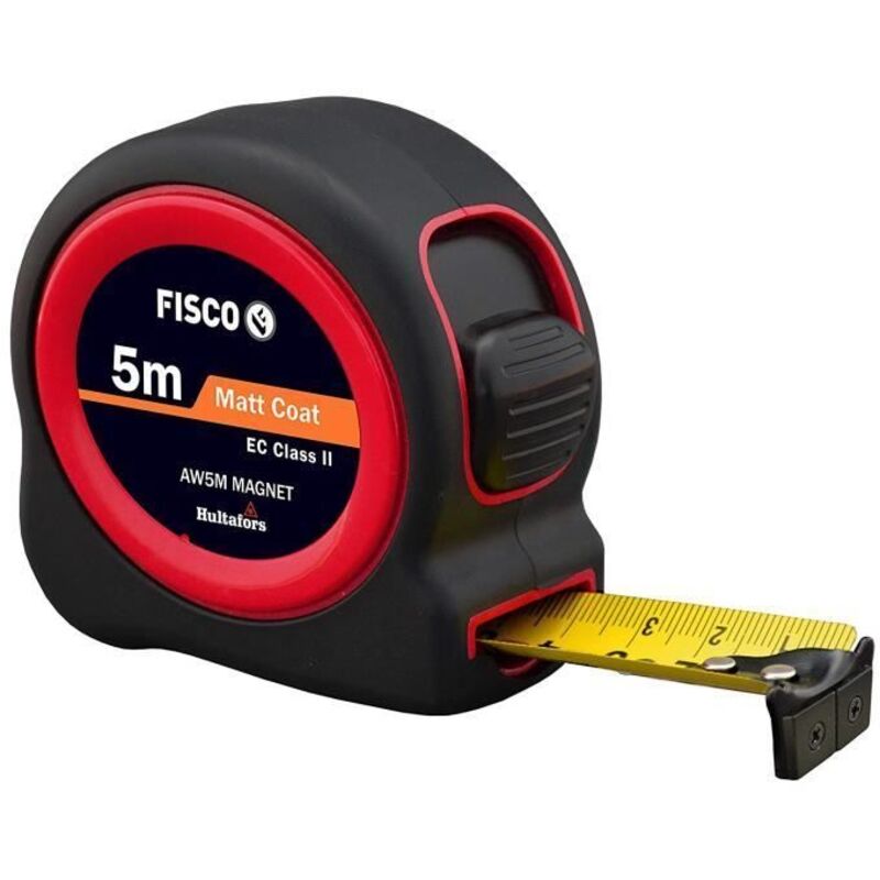 Fisco A1 Plus Magnetic - Class II tape measure with an ABS case covered in rubber and a magnetic hook, 5 m x 25 mm - AW5