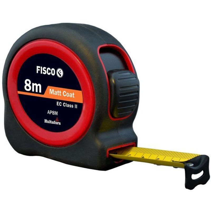 Tape Measure - FISCO - 8 m x 25 mm - Black - Precision - Compact - ABS