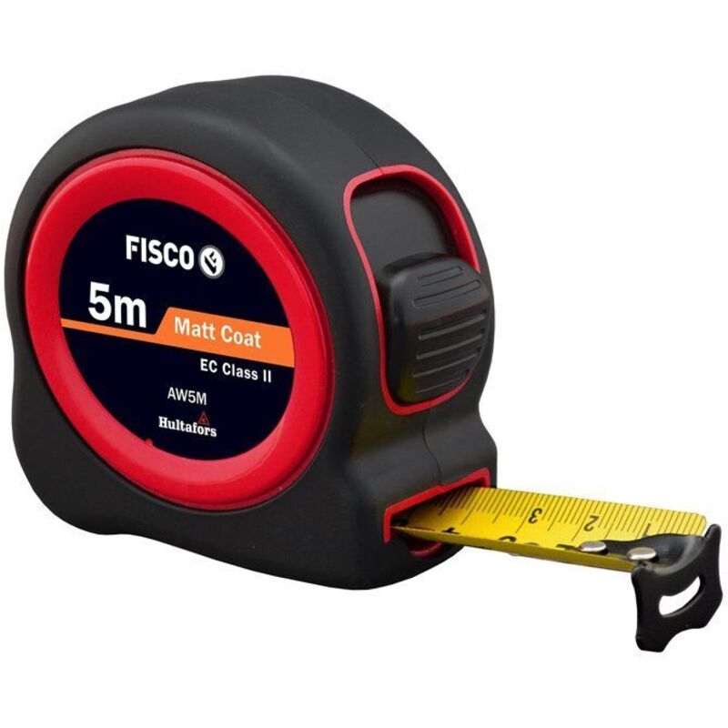 Tape Measure - FISCO - 5m x 25mm - Black - Acrylonitrile butadiene styrene - AW5M/D - Precise - Compact