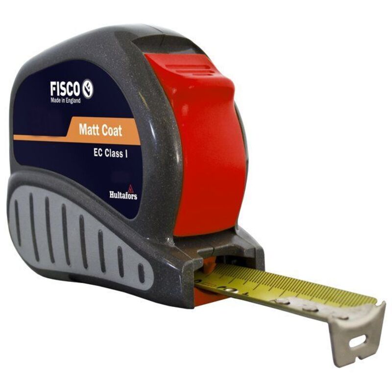 Tape Measure - FISCO - 10 m x 25 mm - Class I - ABS Case - Rubber Handle - Precision ± 1.5 mm - Black