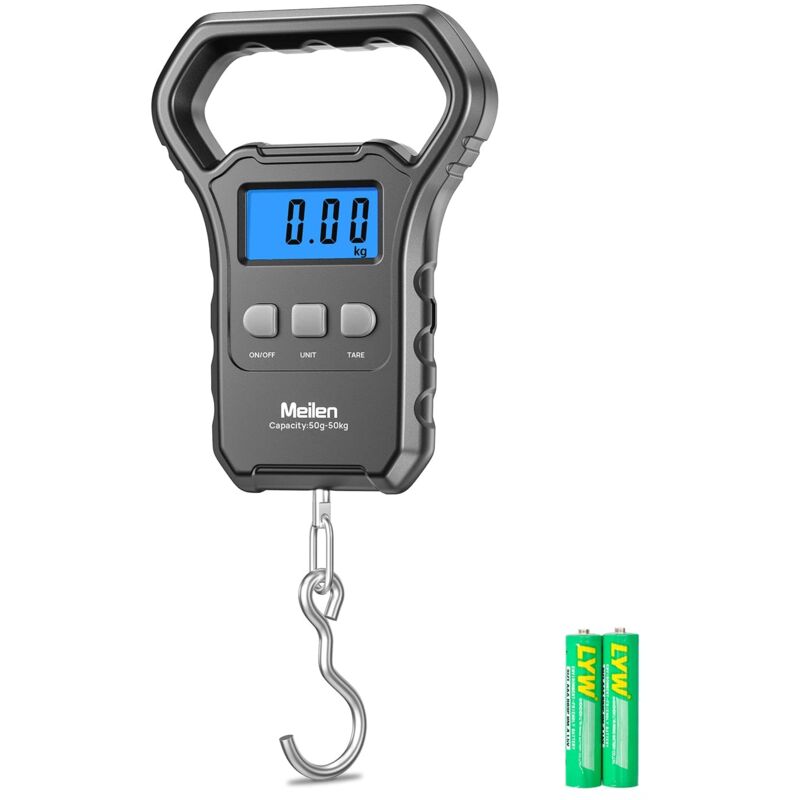 Fish Scale, Meilen 110lb/50kg Luggage Scale Hanging Scale Fishing Scale with Backlit lcd Display, Luggage Scales for Suitcase with Large Handle,