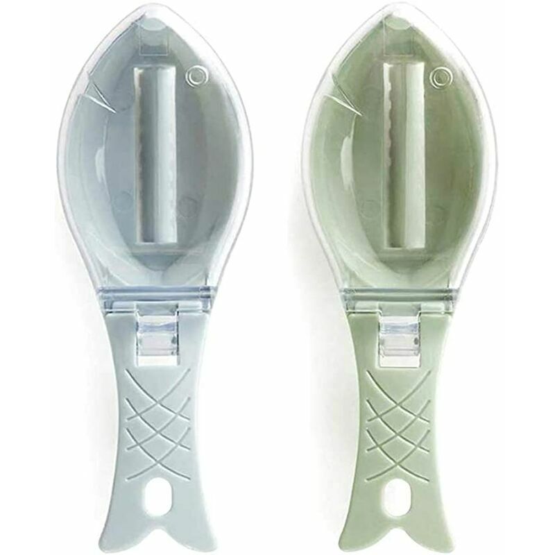 Heguyey - Fish Scraper Scaler Scale Cleaning Fish Scale Scraper Fish Scale Brush Kitchen Gadgets with Lid Kitchen Fish Scaler Cooking Tools(2pcs)