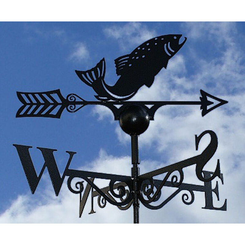 Fish Weathervane - Solid Steel - W61 x H88 cm - Black