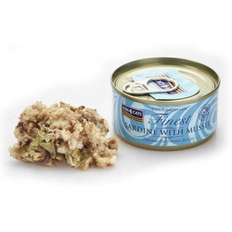 Fish4Cats - Sardina con mejillón de labios verdes - Comida húmeda para gatos 70 g