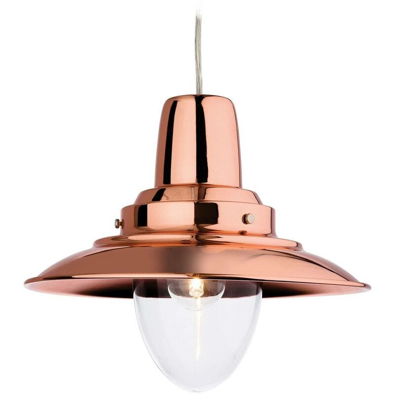 Fisherman - 1 Light Dome Ceiling Pendant Copper, Clear Glass, E27 - Firstlight