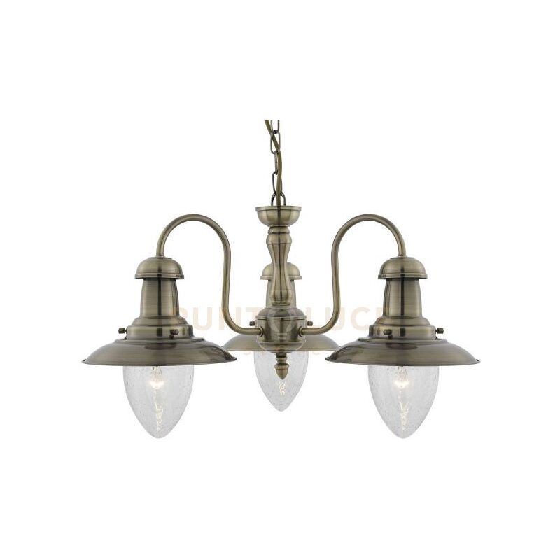 Searchlight - Lampadario Classico Fisher Man Acciaio Adjustable Vetro 3 Luci E27