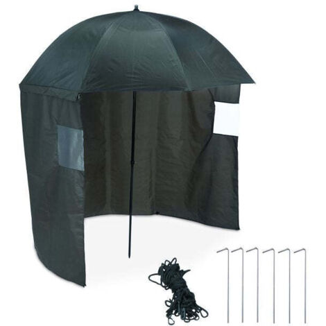 Fishing umbrella with side panel