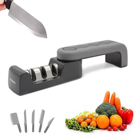 FISHTEC® Aiguiseur de Couteaux Acier, Céramique - 3 Fentes - Affûteur Pliable et Compact