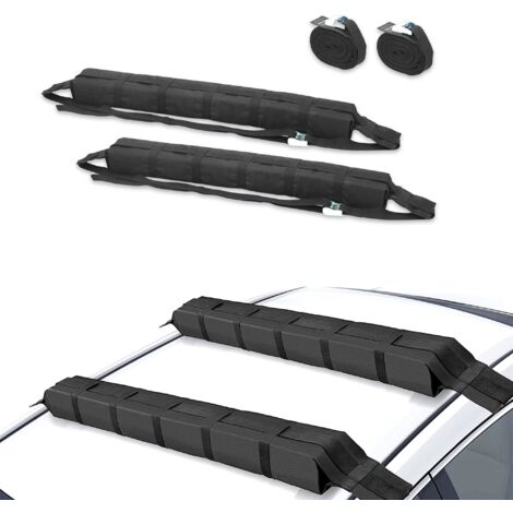 Fishtec – Barre de toit universelle 75 kg – Système de montage par sangles – Adaptable à tous types de voitures – Accessoires inclus : 2 sangles
