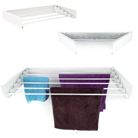 Fishtec – Etendoir à suspendre 4m – Aluminium léger et robuste – Épaisseur 2.5cm plié – Pour buanderie et salle de bain