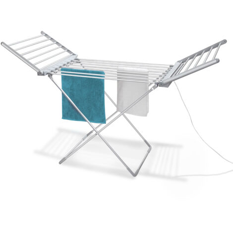 Fishtec – Étendoir électrique pliable chauffant 18 barres – Minuterie programmable – Surface d'étendage 11m – Température réglable 45-70°C