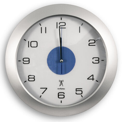 Fishtec – Horloge murale lumineuse Ø30 cm – 4 LED bleues – 3 modes d'éclairage – Radiopilotée avec réglage automatique été/hiver – Design moderne