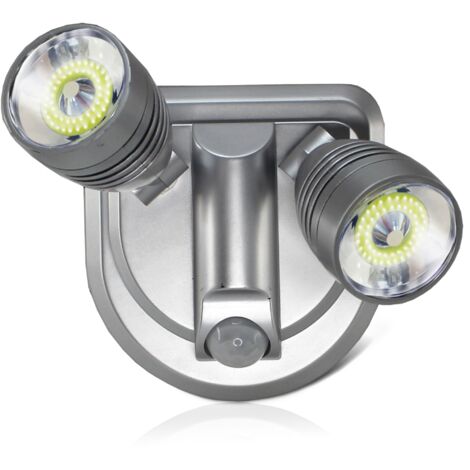 Fishtec – Lampe murale à détecteur de mouvement – 2 spots LED COB – 500 lumens – IP44 – Installation sans branchement électrique