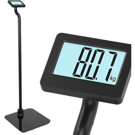 Fishtec – Pèse personne de salle de bain – Écran LCD rétro-éclairé – Plateforme en verre – Alimentation 4 piles AAA – Précision 100g