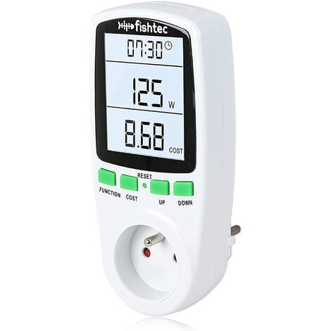FISHTEC® Wattmètre - Prise Contrôle Coût de la Consommation d'Énergie - Affichage Numérique de la Puissance Électrique