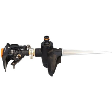 Fiskars – Arroseur asperseur 500 m² – Jet réglable de 26m – Vanne on/off intégrée – Tête en métal robuste pour installation stable - W916323