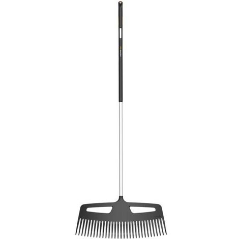 Fiskars 1027036 - Rastrello per Foglie XXL Acciaio Inox Nero Larghezza 615 mm