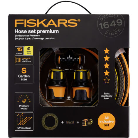 Fiskars 1027101 Premium-Set 15 m 1 St. Schwarz, Orange Gartenschlauch