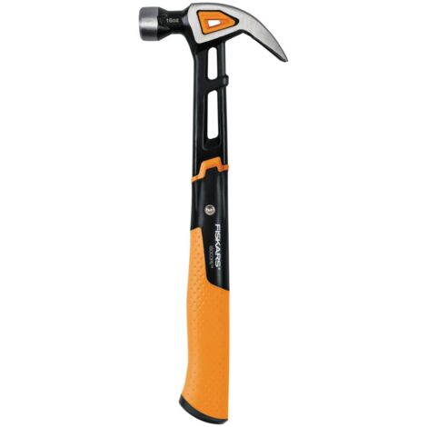 Fiskars Marteau arrache-clous IsoCore M avec tête incurvée, Longueur : 34 cm, Poids : 884 g, Noir/Orange, 1027202