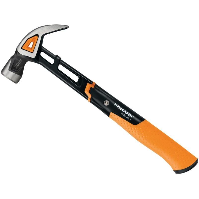 Fiskars IsoCore Curved Finishing Hammer – 20 oz (570g) with Shock-Absorbing IsoCore Technology