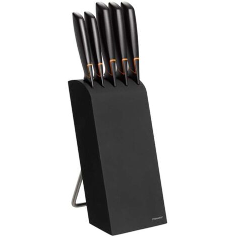 Fiskars 978791 Bloc de 5 couteaux noir ergonomique