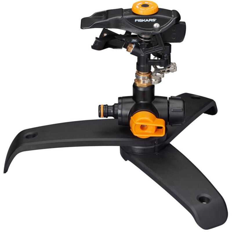 Fiskars - Arroseur à Pulsations xl, Valve on/off, avec contrôle du Schémé de Pulvérisation et contrôle de la Rotation, taille universelle, portée de