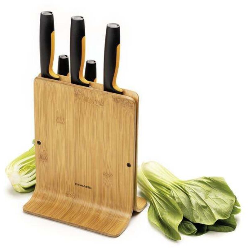 1057552 Bloc de lames de forme fonctionnelle avec 5 couteaux, bambou - Fiskars